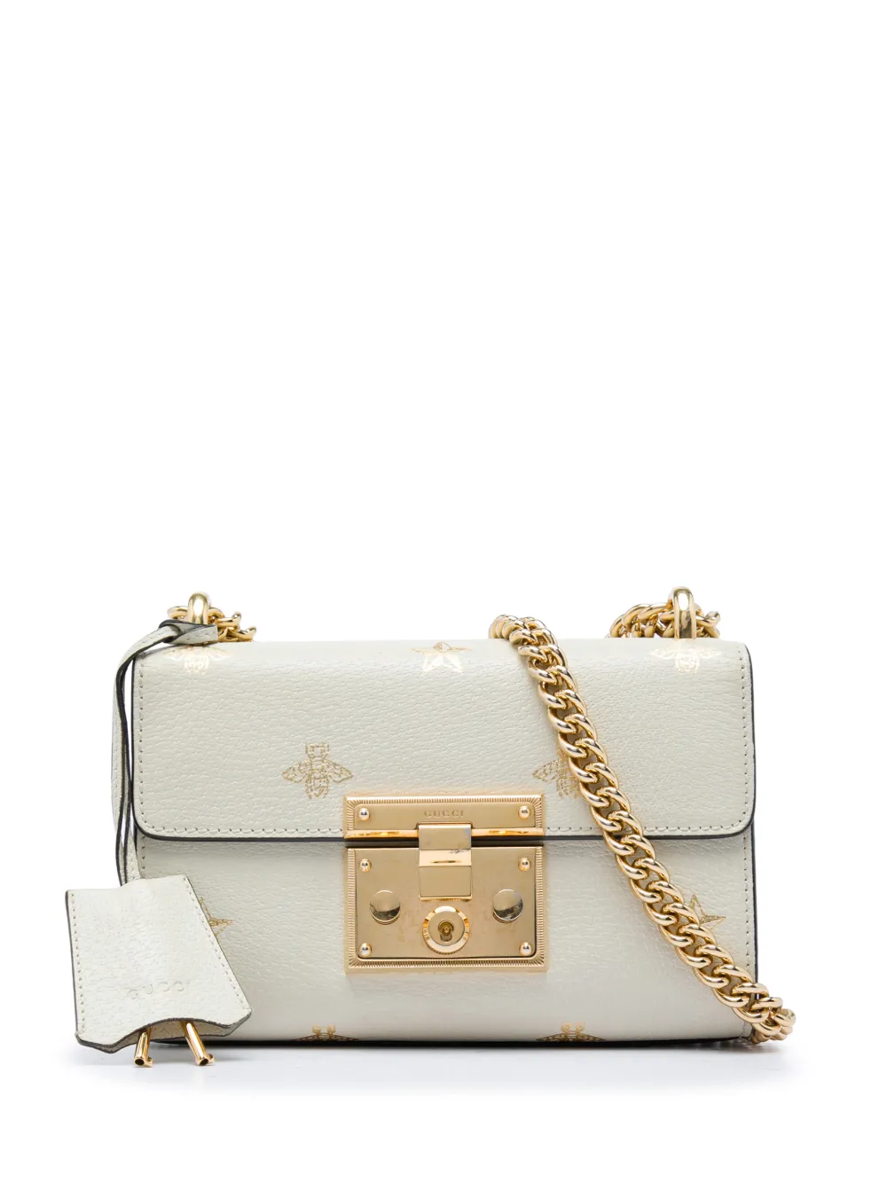 Gucci Pre-Owned 2016-2026 Small Leather Bee Star Padlock crossbody bag - Bianco