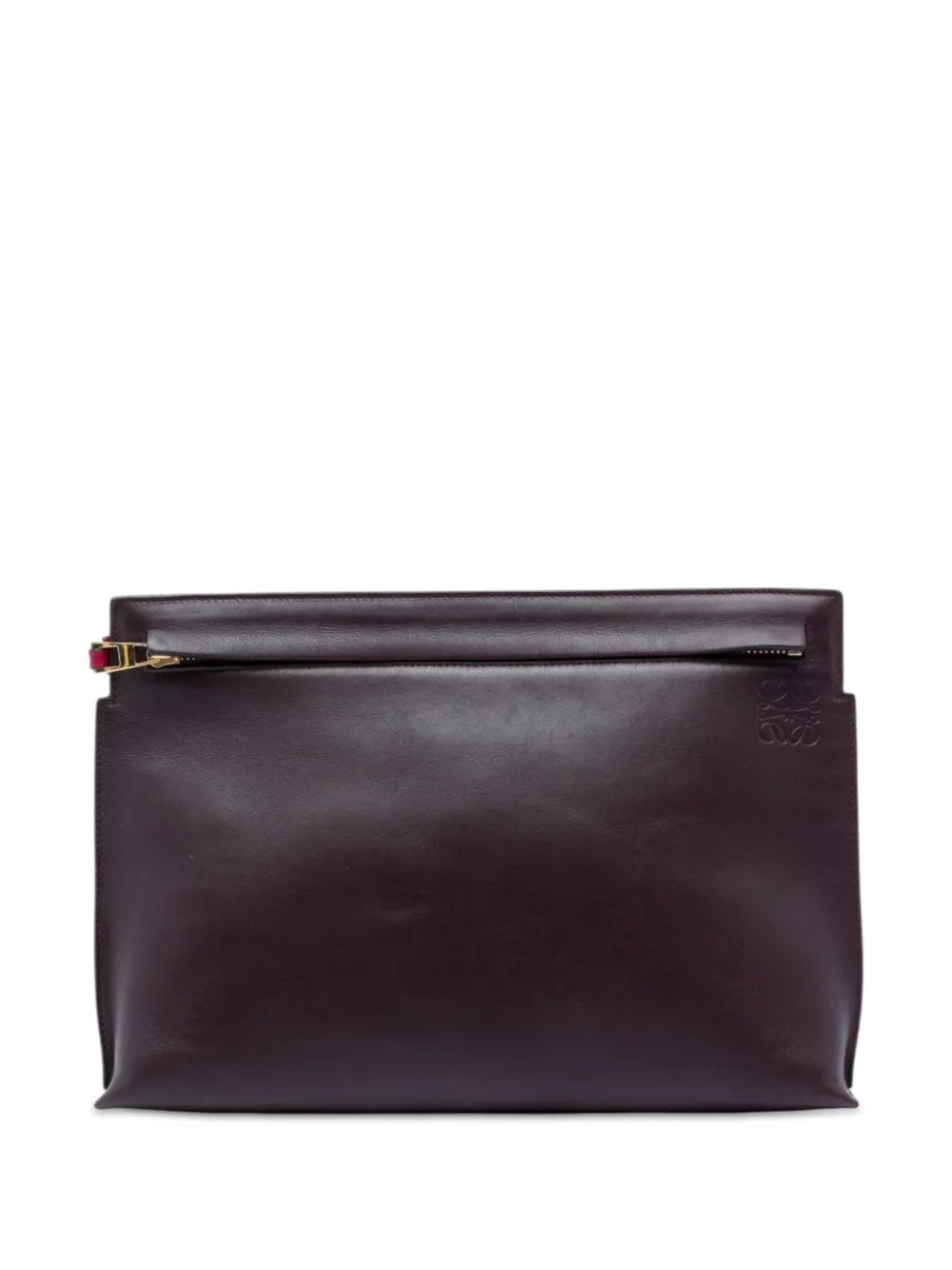 Loewe Pre-Owned 2017 zweifarbige Anagram T Clutch aus Leder - Rot