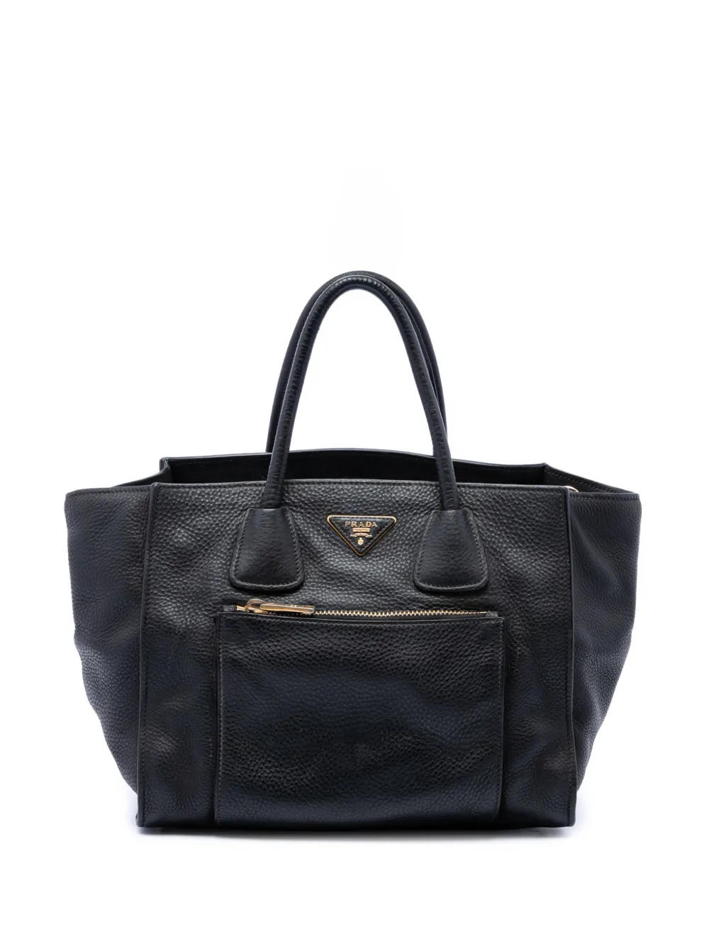 Prada Pre-Owned 2013-2026 Vitello Daino Front Pocket Open Convertible Tote satchel - Nero