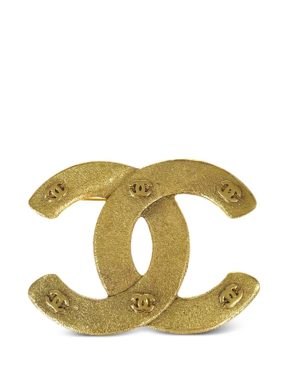 CHANEL Pre-Owned Spilla con placca logo 1994 - Oro
