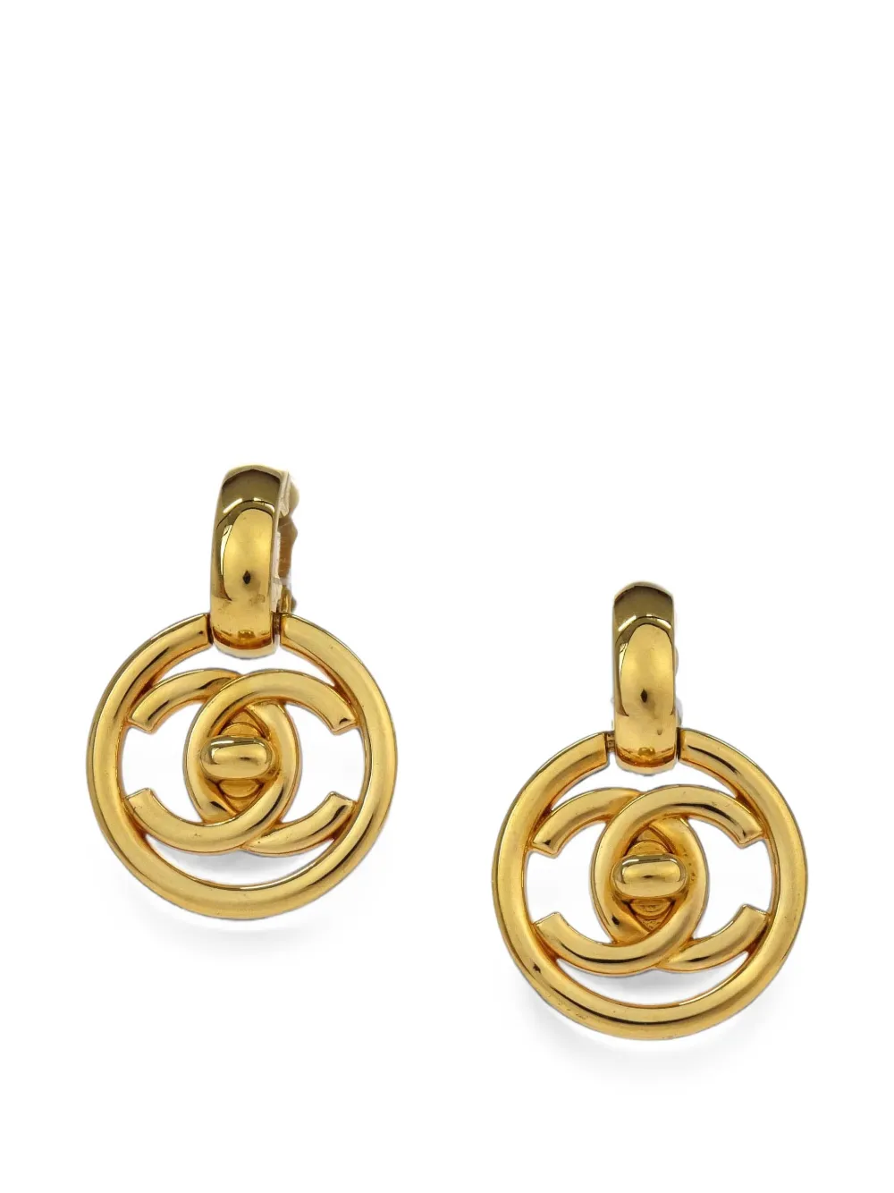 CHANEL Pre-Owned Orecchini Dangle Turnlock 1997 - Oro