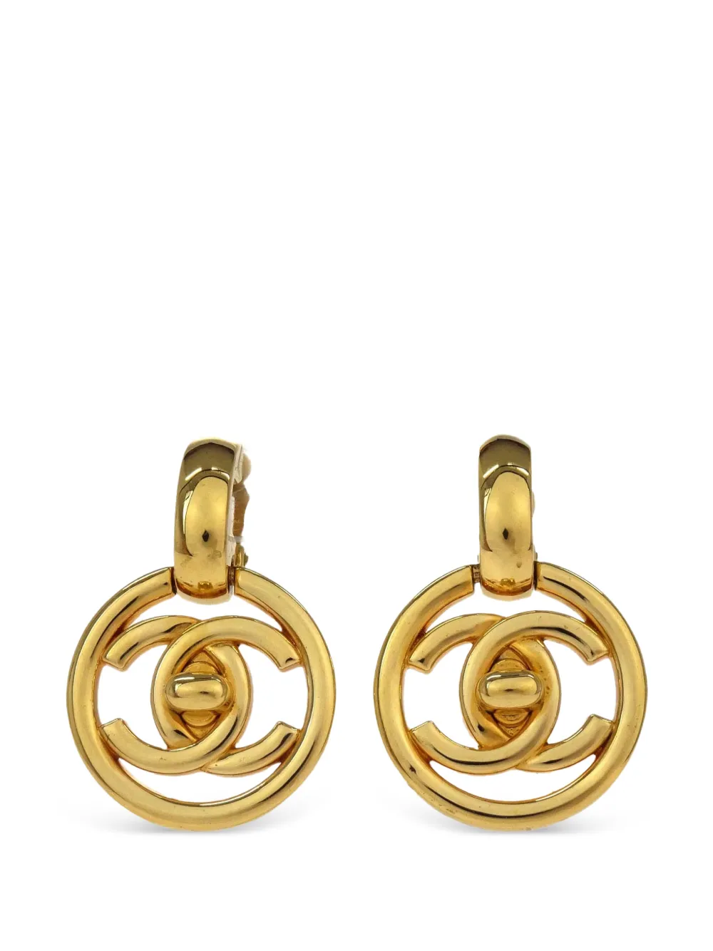 CHANEL Pre-Owned Orecchini Dangle Turnlock 1997 - Oro