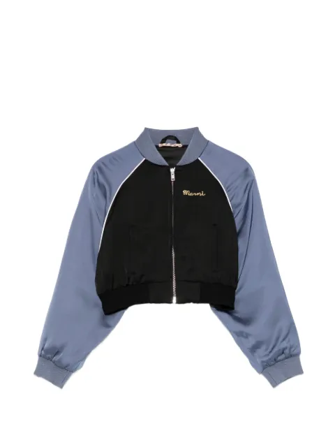 Marni Kids colour-block logo embroidered  jacket