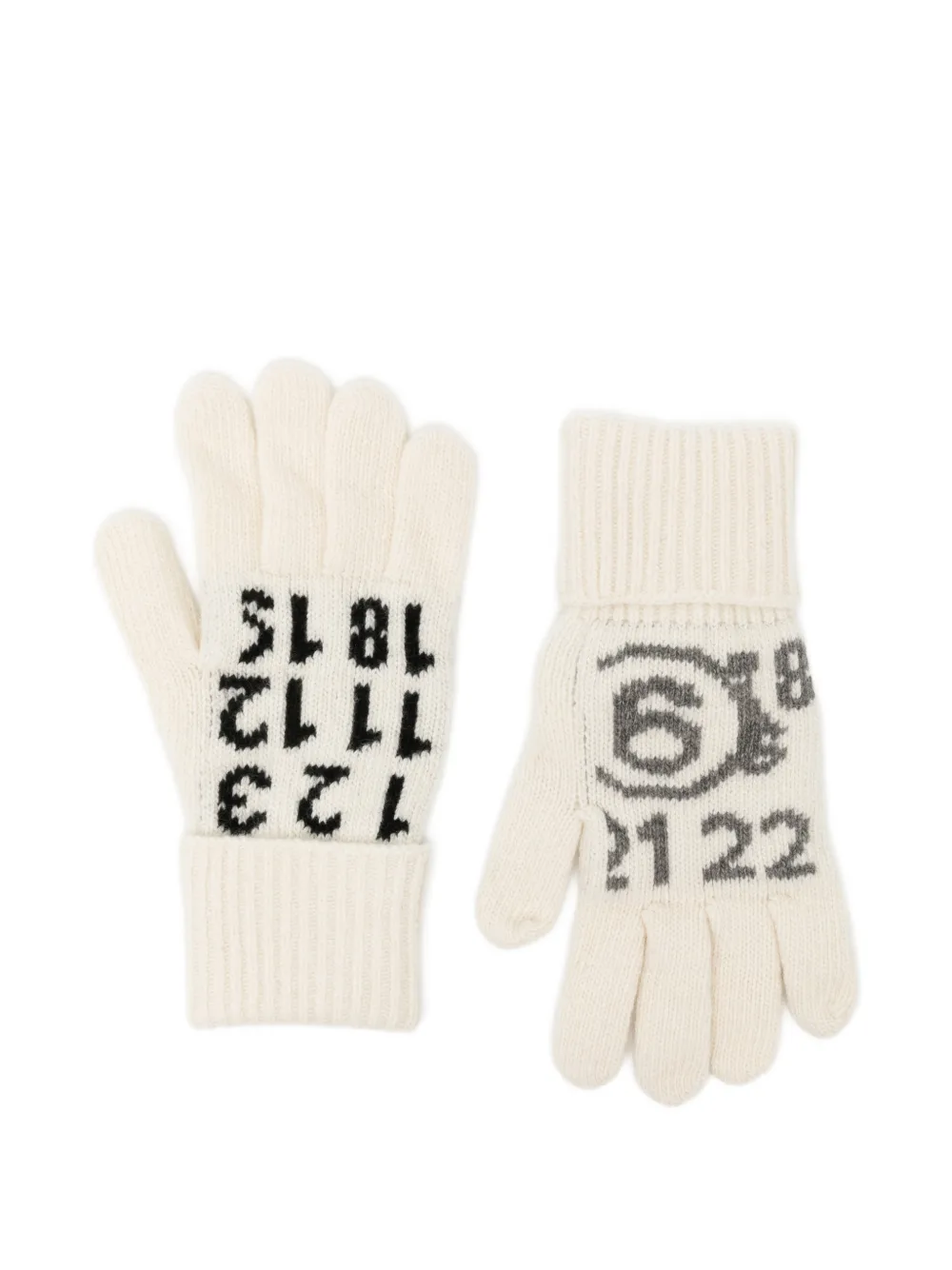 MM6 Maison Margiela Kids ribbed-knit gloves - Neutrals