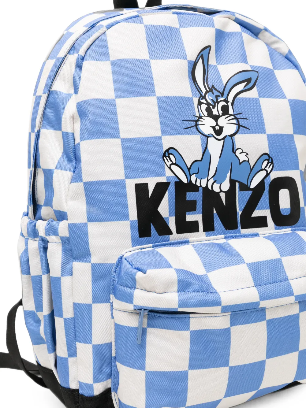 Kenzo Kids Geruite rugzak met konijnenpatroon Blauw