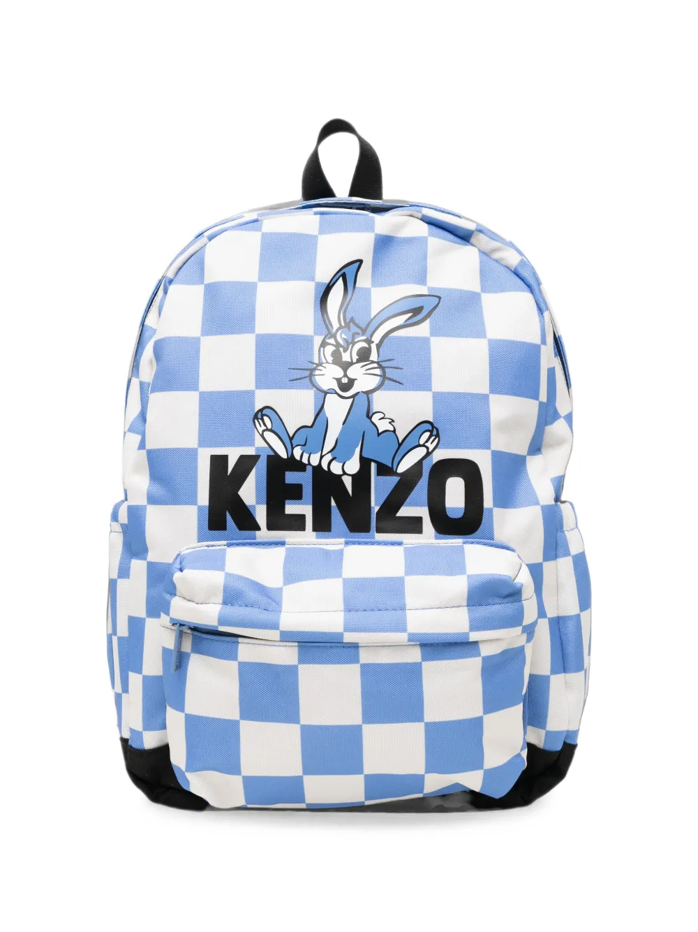 Kenzo Kids checkerboard-print rabbit-motif backpack - Blu