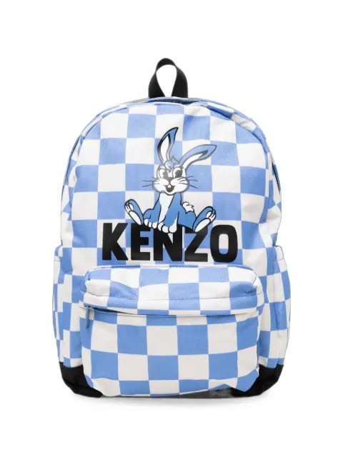 Kenzo Kids checkerboard-print rabbit-motif backpack