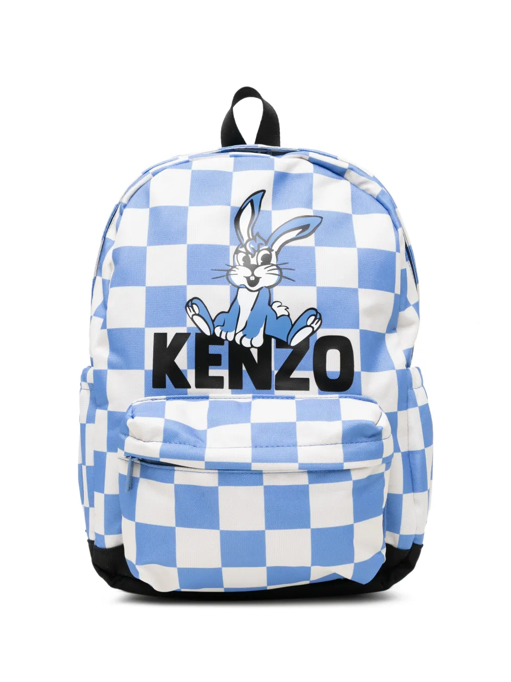 Kenzo Kids checkerboard-print rabbit-motif backpack - Blu
