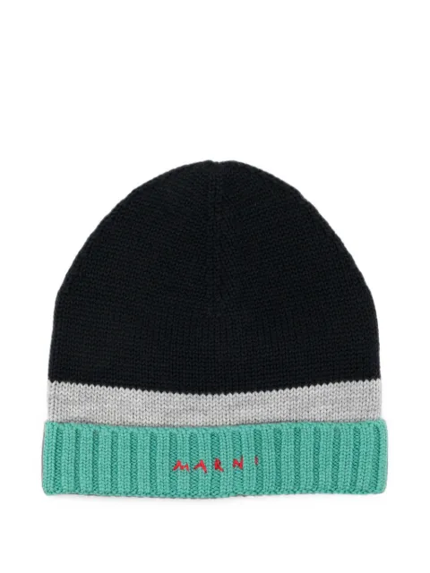 Marni Kids colour-block embroidered beanie hat