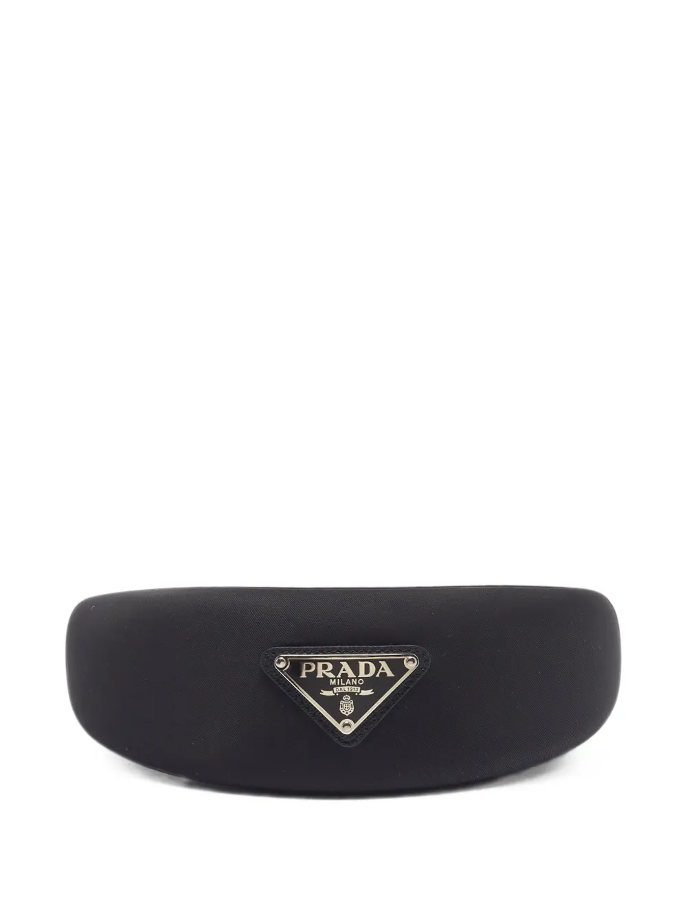 Pre-owned Prada Triangle-logo Headband In Black