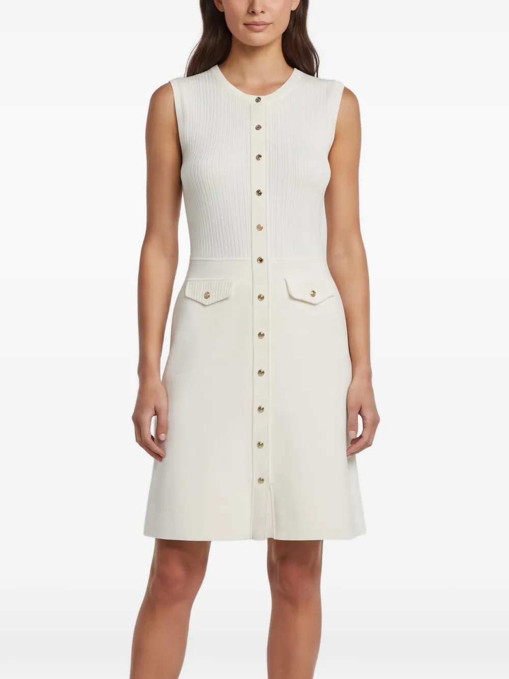 SANDRO rib-knit sleeveless mini dress - Weiß