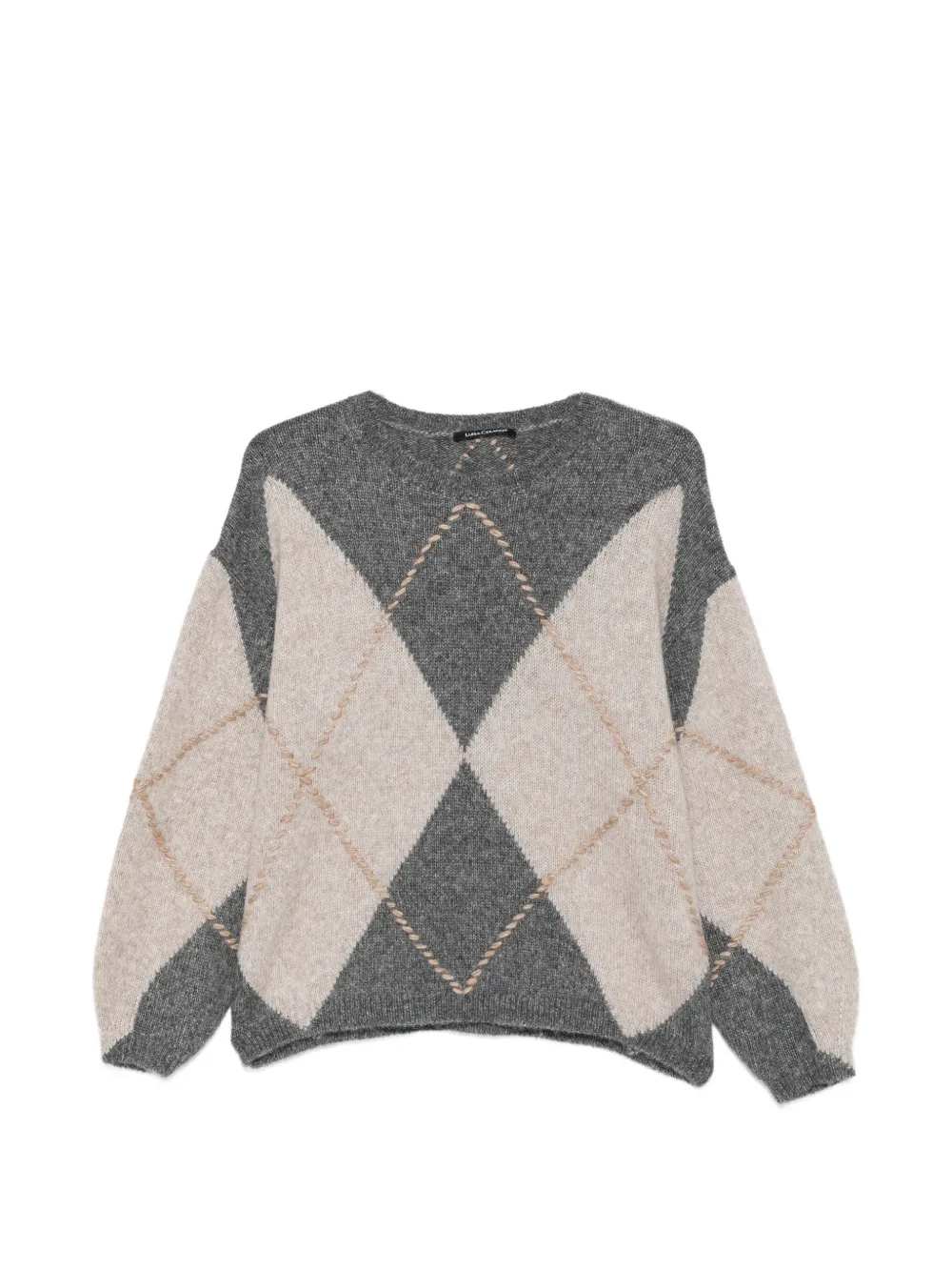 Luisa Cerano argyle-patterned whipstitch-trim sweater · 36
