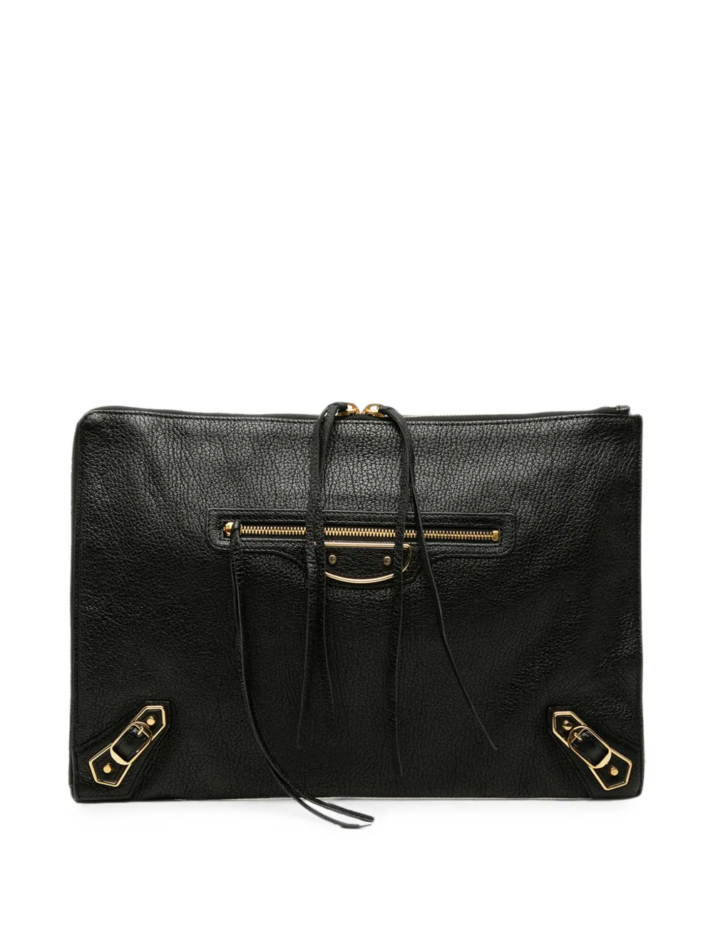 Balenciaga Pre-Owned 2018 Medium Goatskin Motocross Classic Metallic Edge clutch bag - Nero