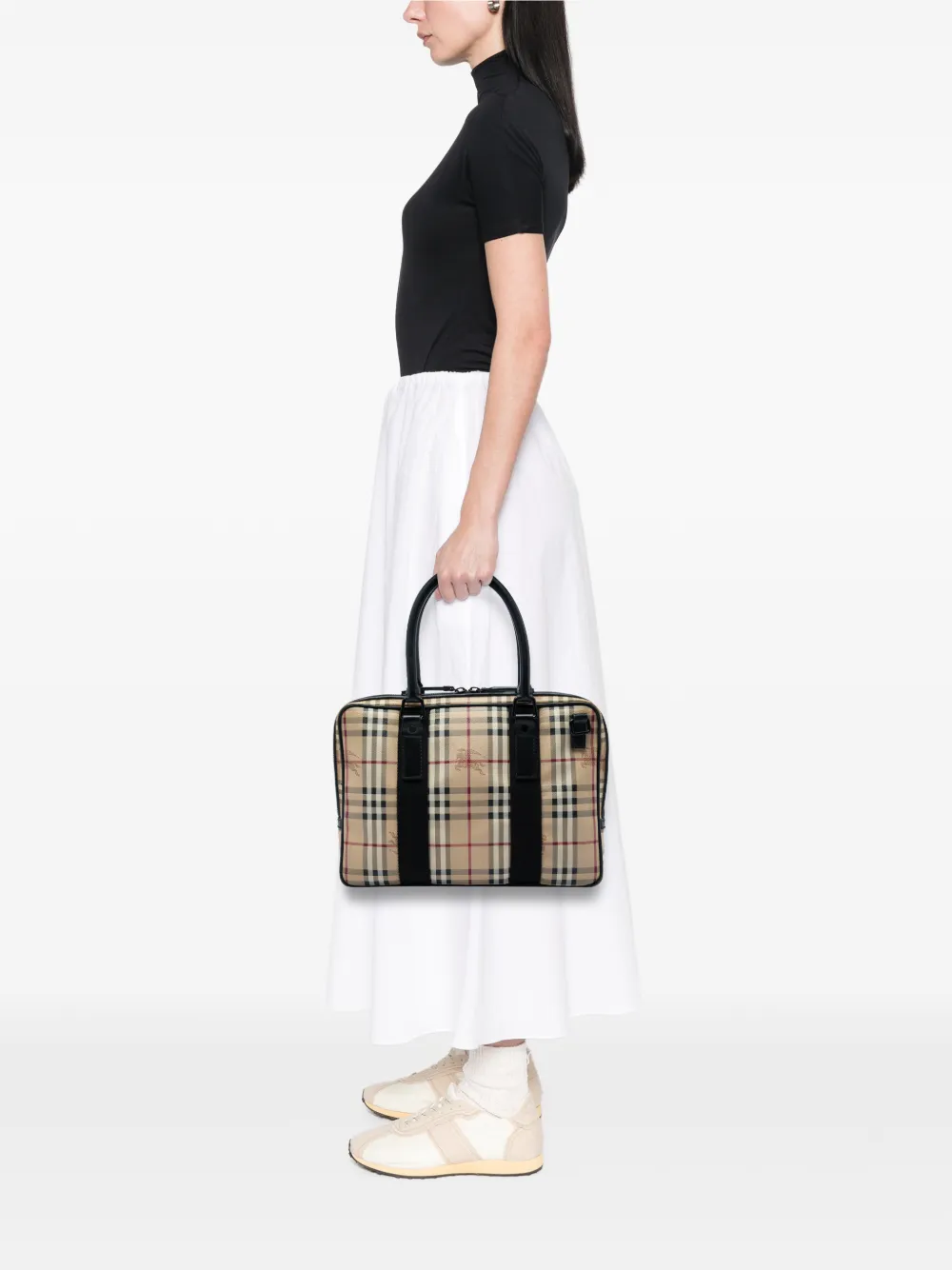Burberry Pre-Owned 2000-2017 Haymarket geruite canvas aktetas Beige