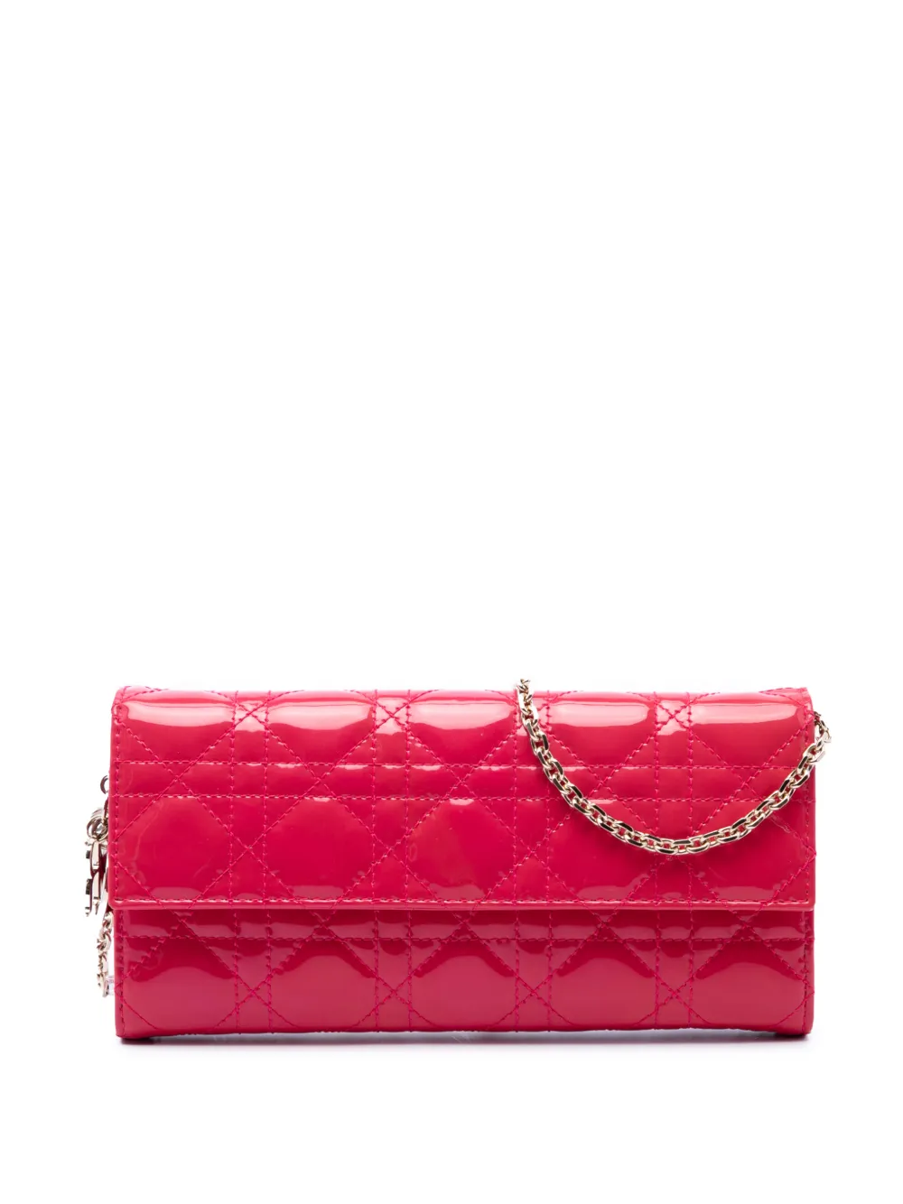 Christian Dior Pre-Owned 2014 Patent Cannage Lady Dior Wallet On Chain crossbody bag - Rosa