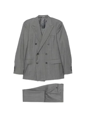 Giorgio Armani double-breasted Herringbone Suit | Grey | FARFETCH
