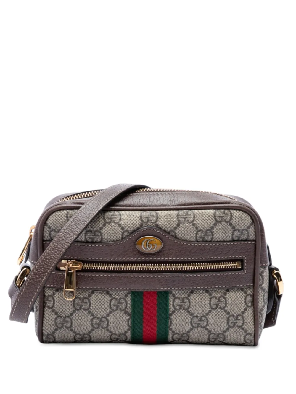 Gucci Pre-Owned Borsa a tracolla Ophidia mini in tessuto GG Supreme con decorazione Web 2016-2026 - Toni neutri