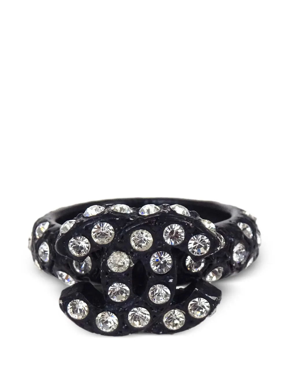 CHANEL Pre-Owned Anello CC con strass 2002 - Nero