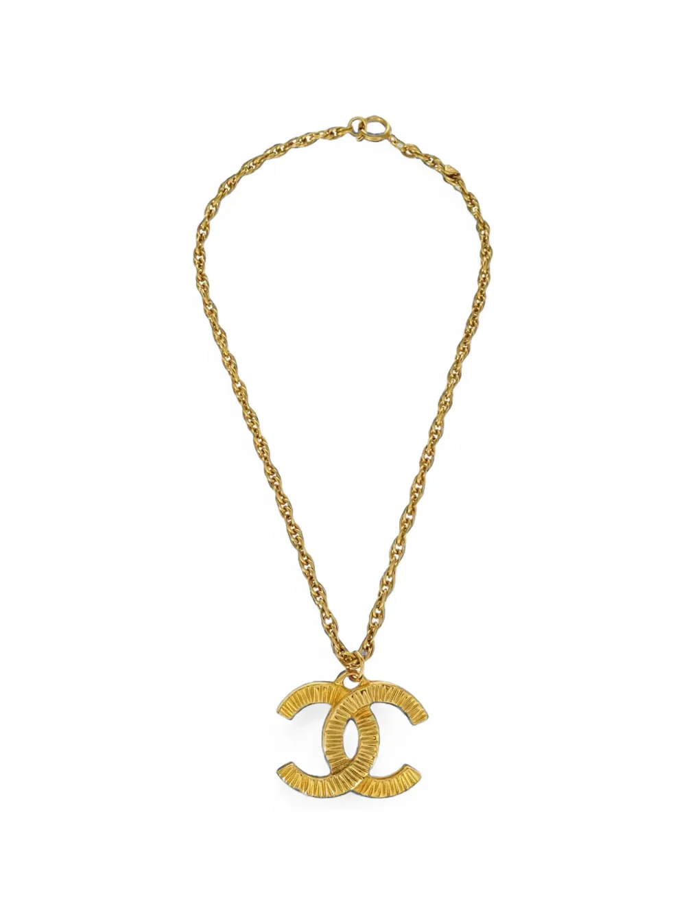 CHANEL Pre-Owned 1993 logo-pendant necklace - Oro