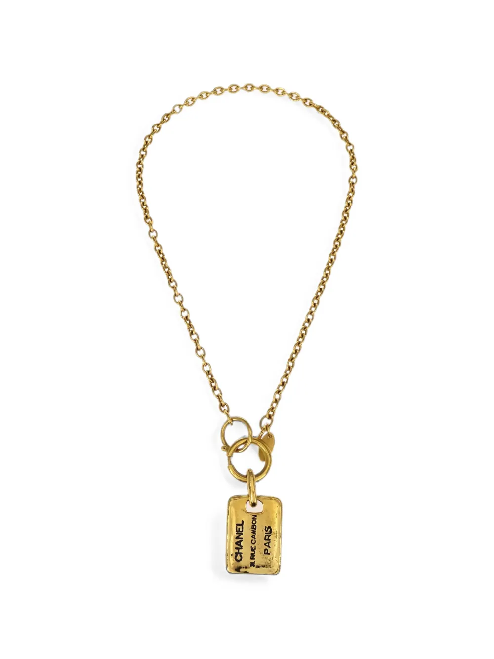CHANEL Pre-Owned 1990-2000s Halskette mit eckigem Anhänger - Gold