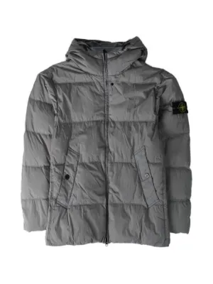 Stone Island Hooded Quilted Jacket | Grey | FARFETCH