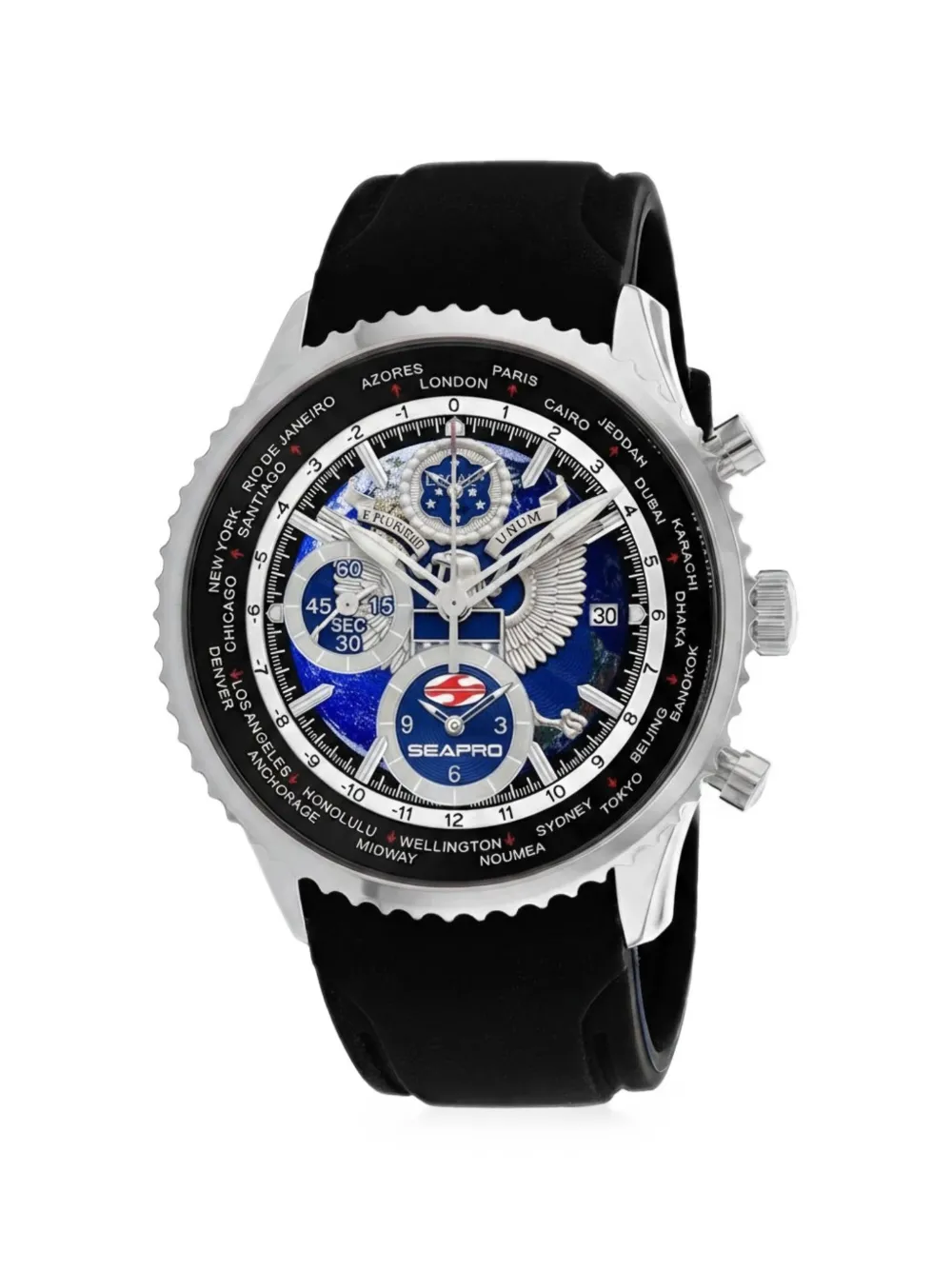 SEAPRO 250th Anniversary Meridian World Timer GMT 45mm watch - Blu