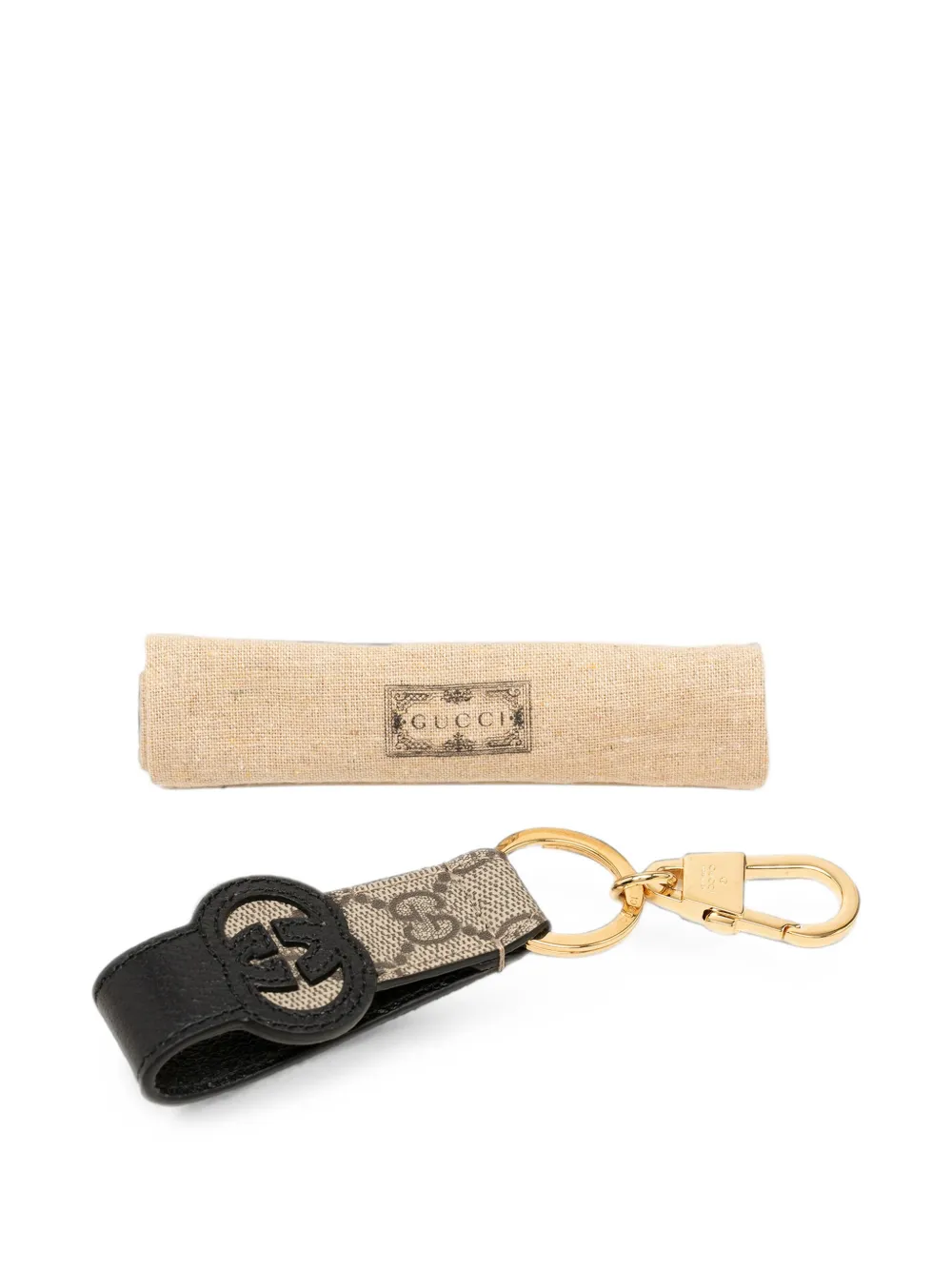 Gucci Pre-Owned 2016-2026 GG Supreme Interlocking G kalfsleren tassenbedel Beige