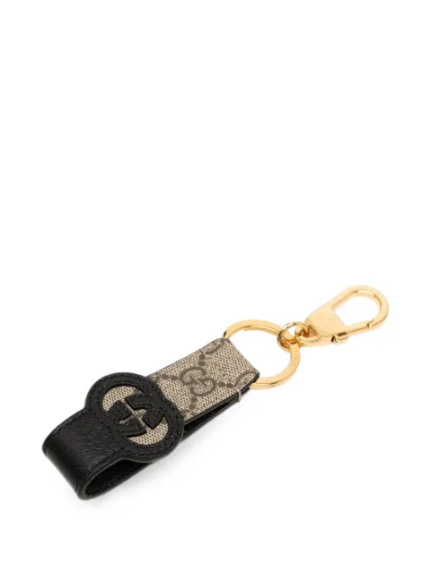 Gucci Pre-Owned 2016-2026 GG Supreme and Calfskin Interlocking G Bag Charm and Ring key chain