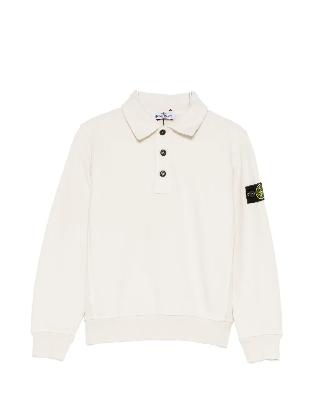 Stone Island Junior long-sleeve logo-patch polo shirt - Toni neutri