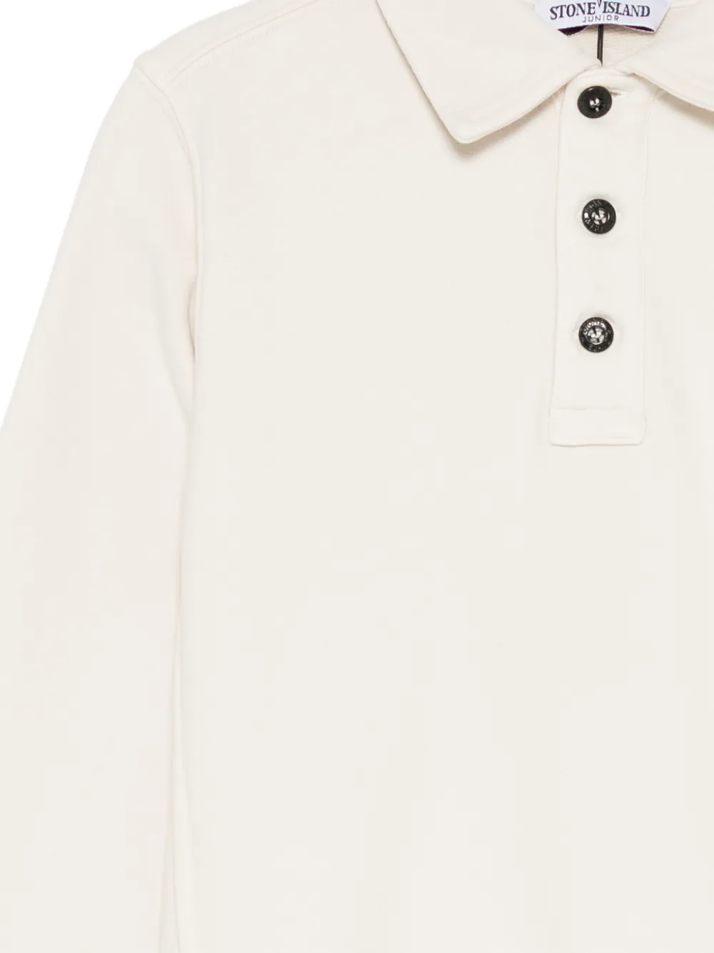 Stone Island Junior long-sleeve logo-patch polo shirt Beige