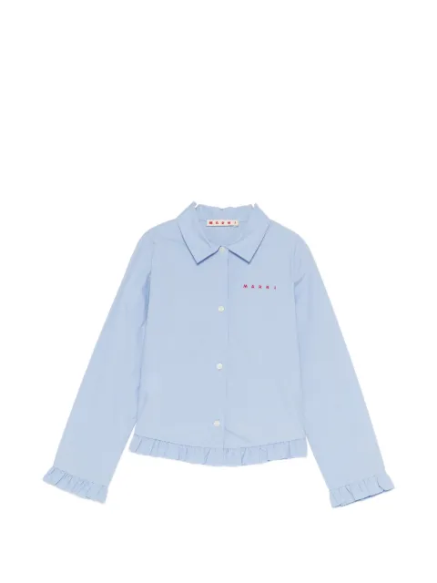 Marni Kids logo embroidered ruffle shirt