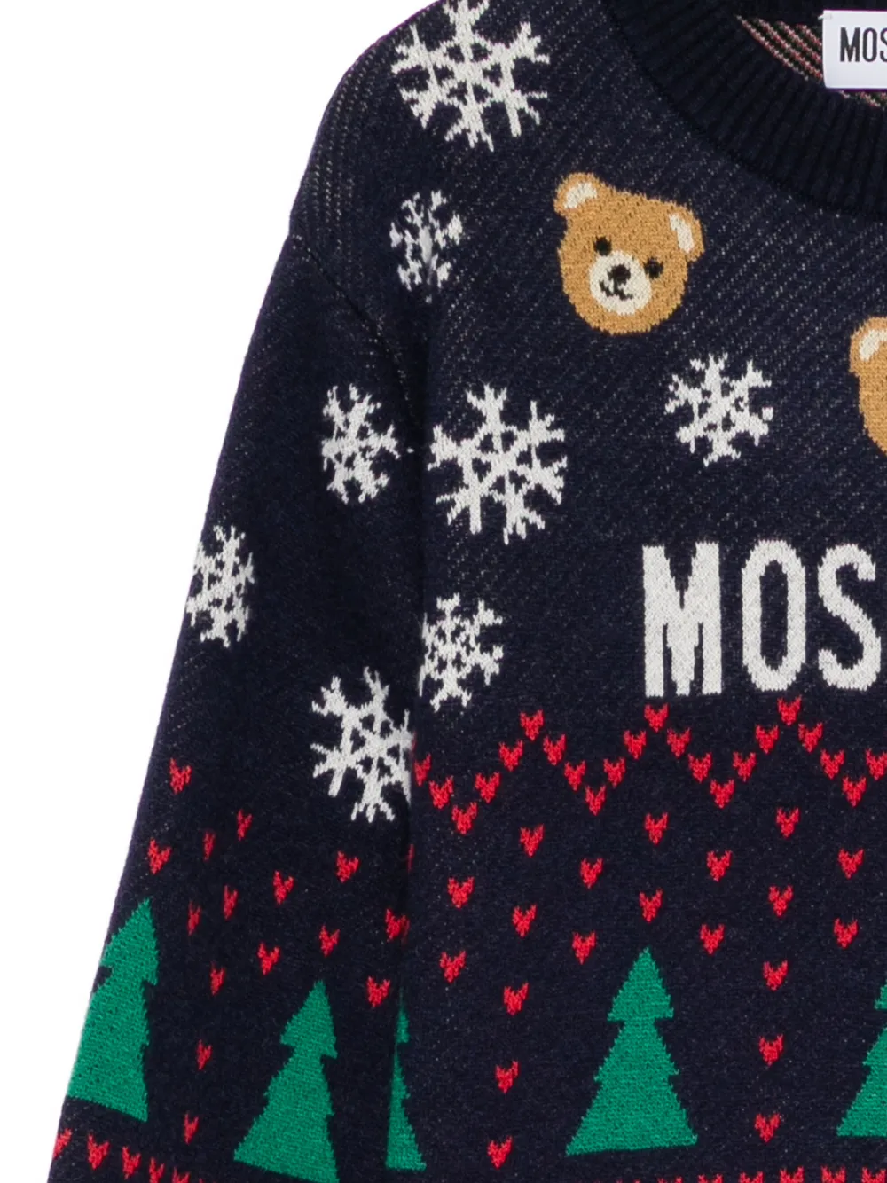 Moschino Kids Teddy Bear snowflake-intarsia sweater Blauw