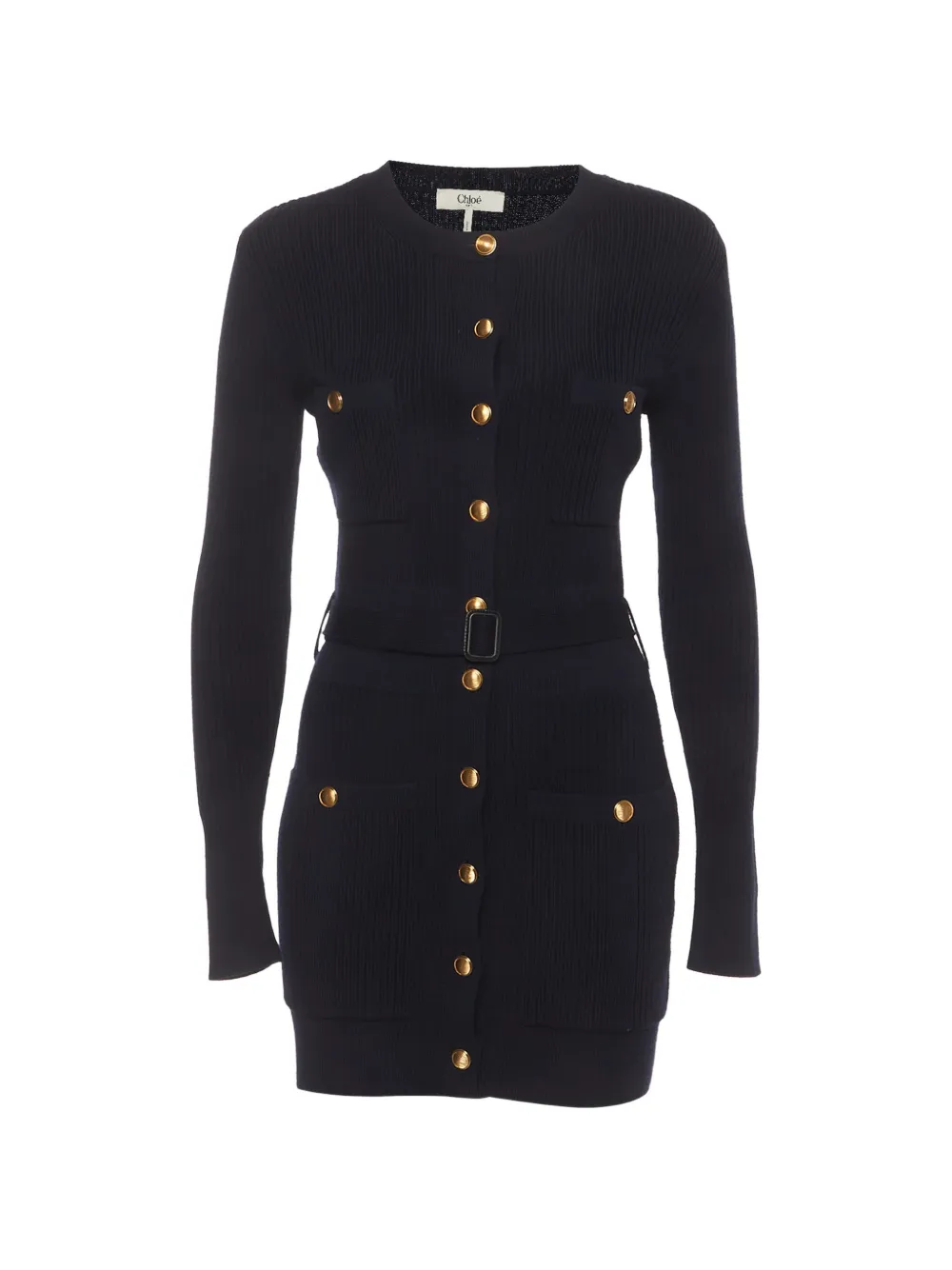 Chloé Pre-Owned rib-knit belted mini dress - Blu