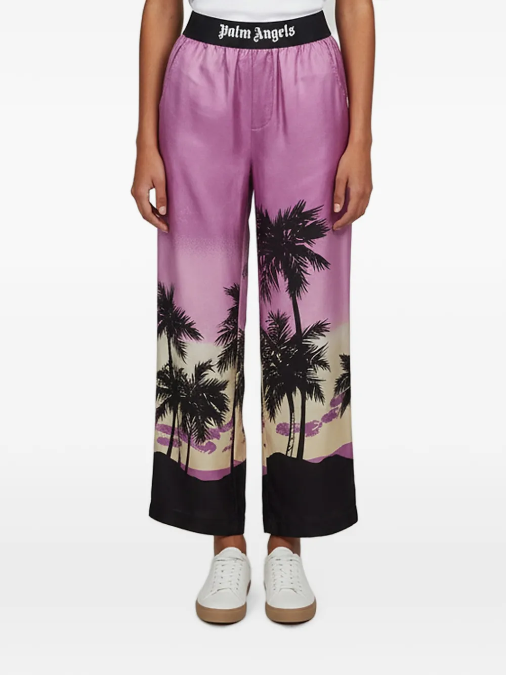 Palm Angels printed wide-leg trousers - Viola