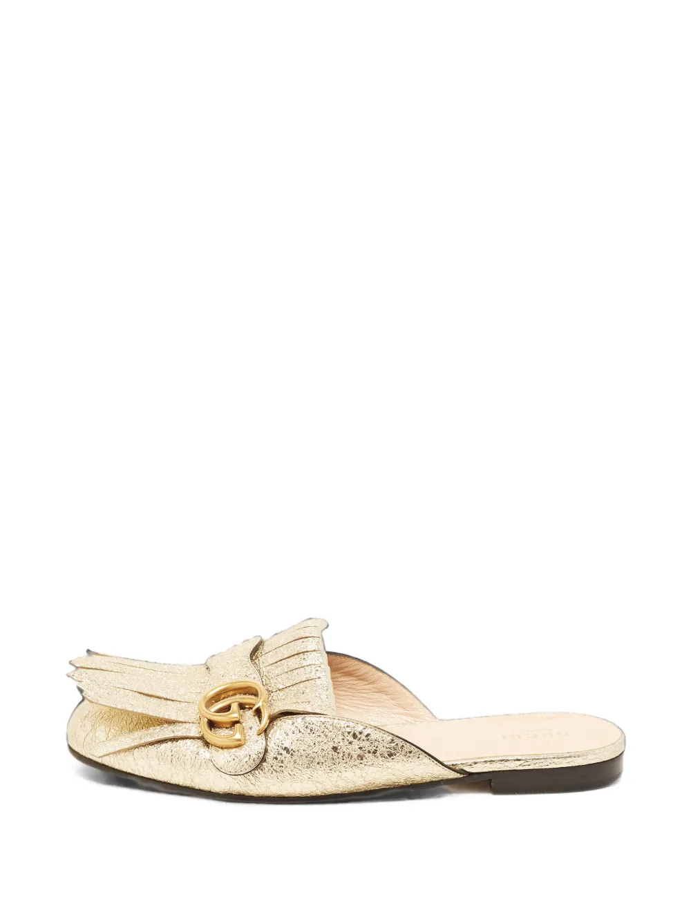 Gucci Pre-Owned GG Marmont fringed mules - Gold
