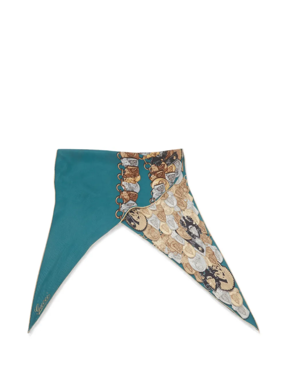 Gucci Pre-Owned Crest chain-print scarf - Blu