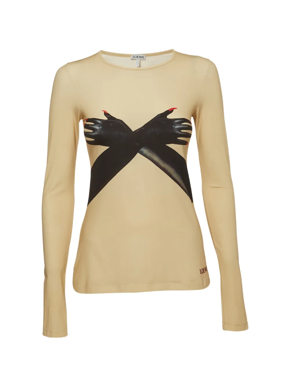 Loewe Pre-Owned glove-print long-sleeve top - Nude
