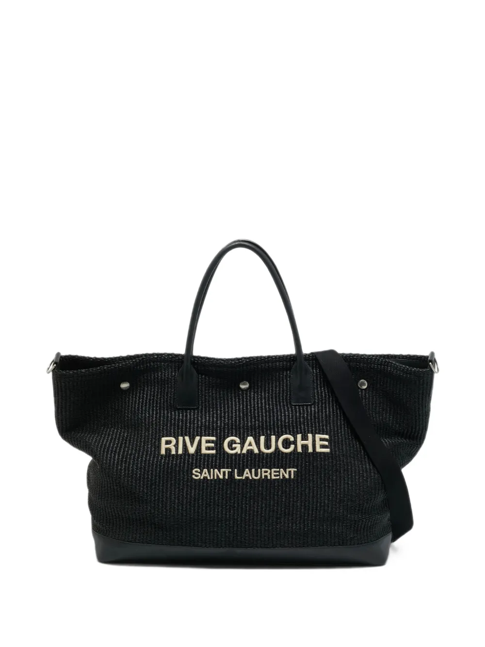 Saint Laurent Pre-Owned 2022 maxi Rive Gauche Tote Bag aus Raffiabast - Schwarz