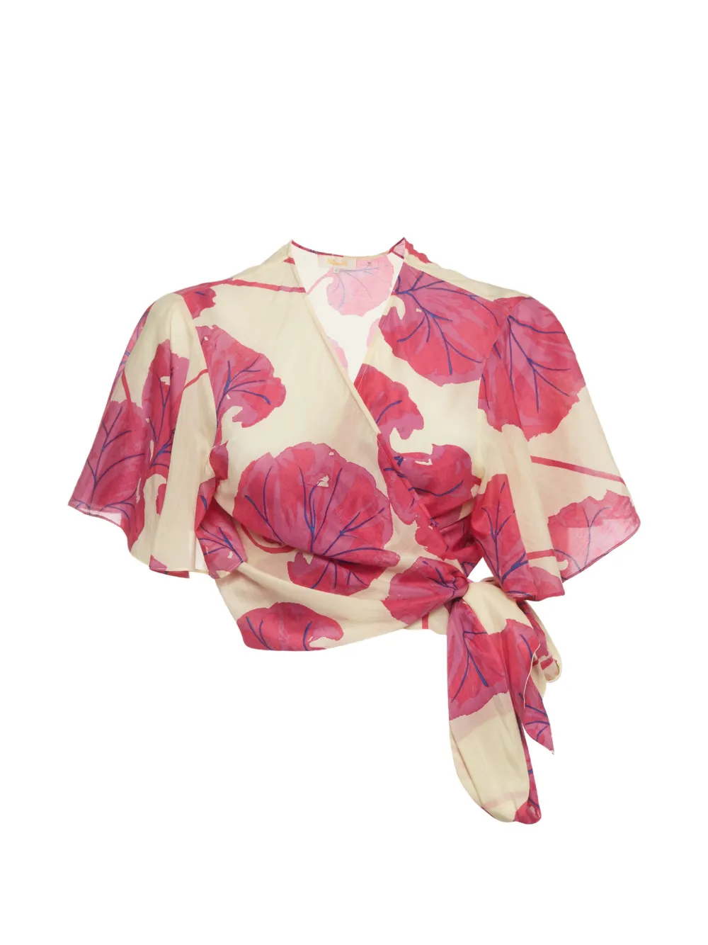 DVF Diane von Furstenberg Hailey floral-print wrap blouse - Nude