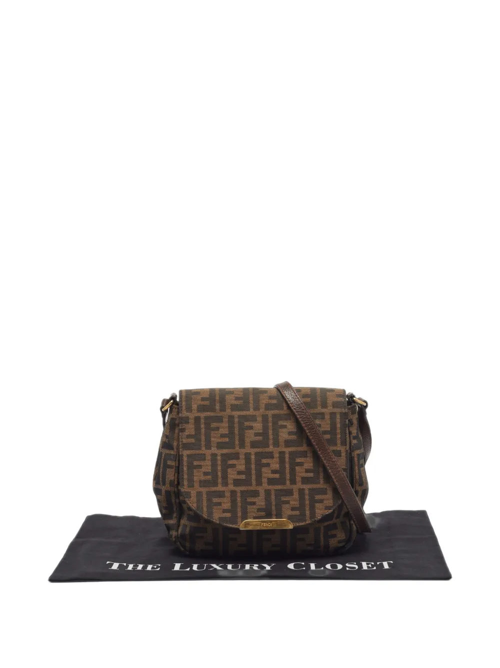 Fendi Pre-Owned 2013 Tobacco Zucca Flap canvas crossbodytas Bruin
