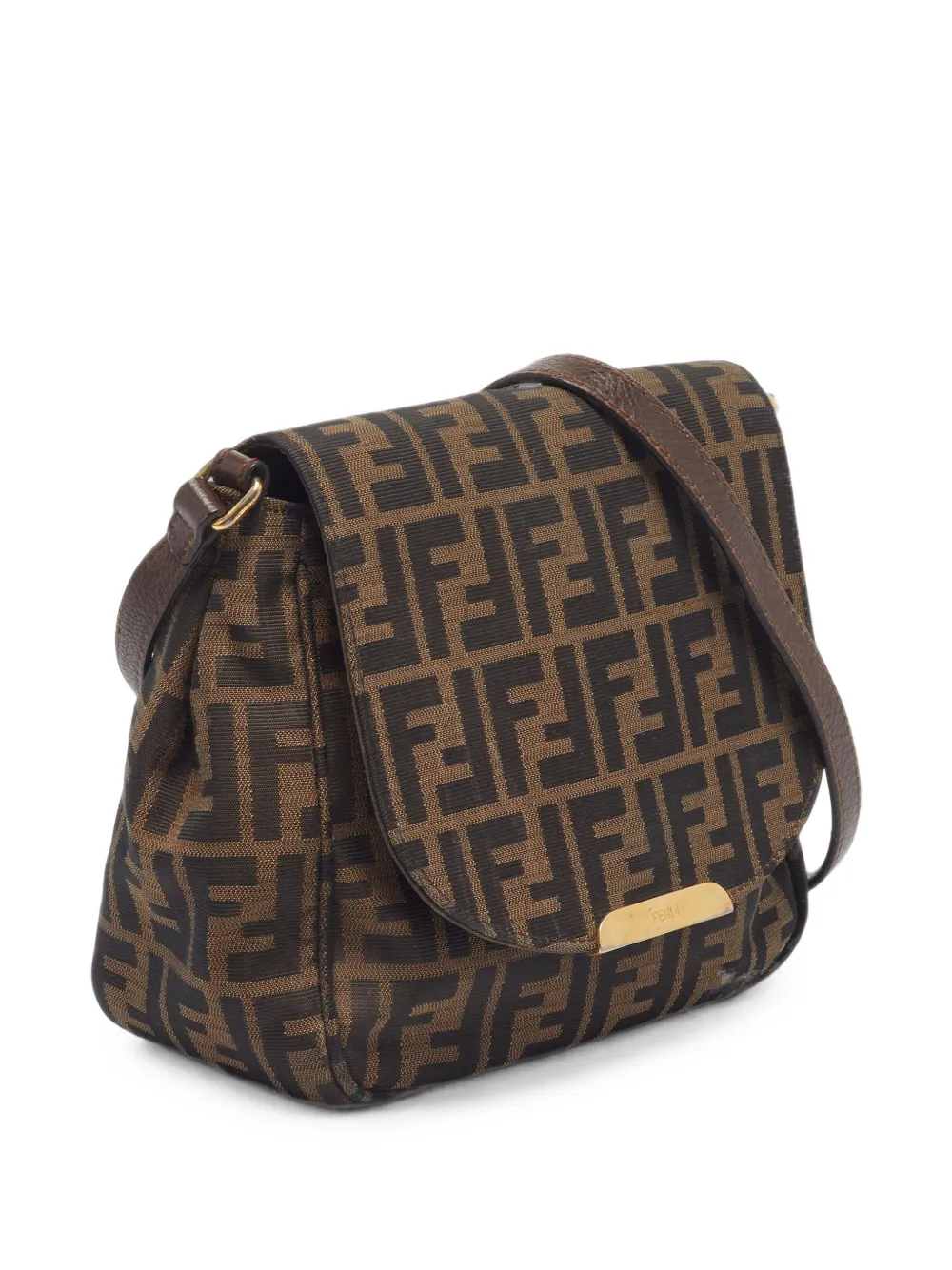 Fendi Pre-Owned 2013 Tobacco Zucca Flap canvas crossbodytas Bruin