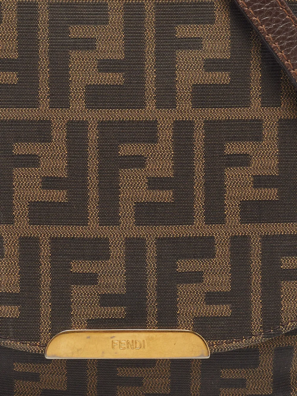 Fendi Pre-Owned 2013 Tobacco Zucca Flap canvas crossbodytas Bruin