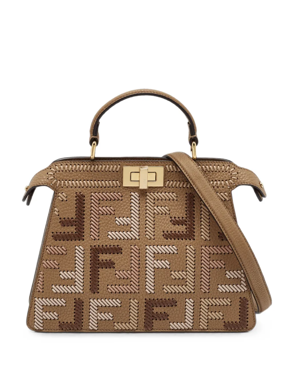 Fendi Pre-Owned 2025 small Peekaboo ISeeU interlaced handbag - Nude