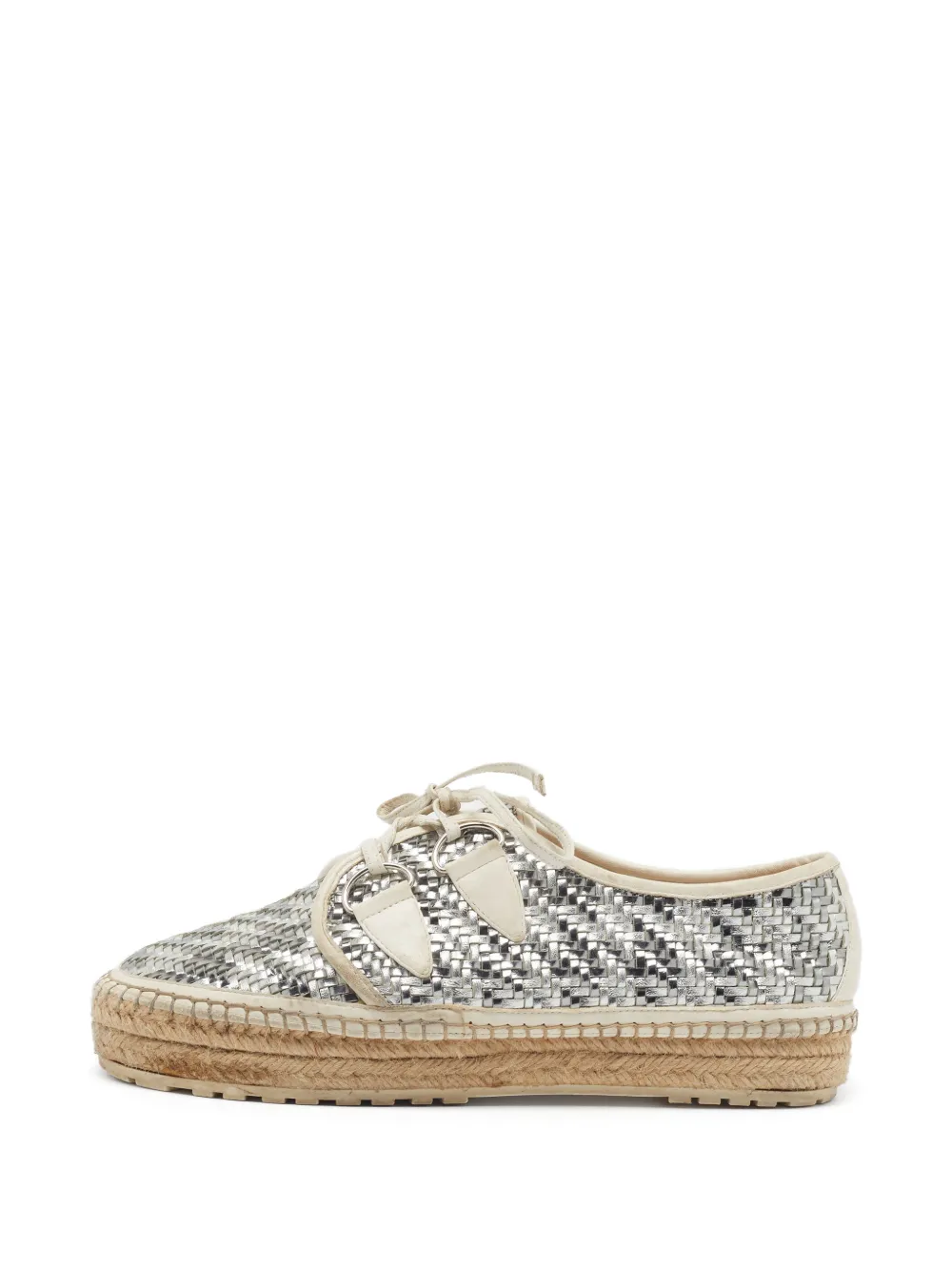 Christian Dior Pre-Owned baskets à semelle en raphia tressé - Argent Christian Dior Pre-Owned baskets à semelle en raphia tressé - Argent