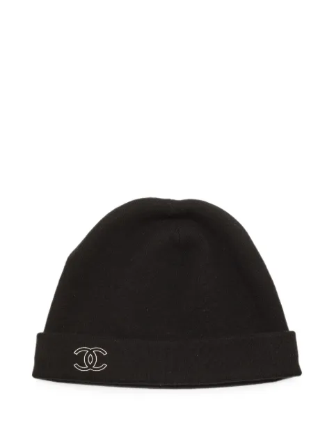 CHANEL Pre-Owned CC logo-print beanie hat