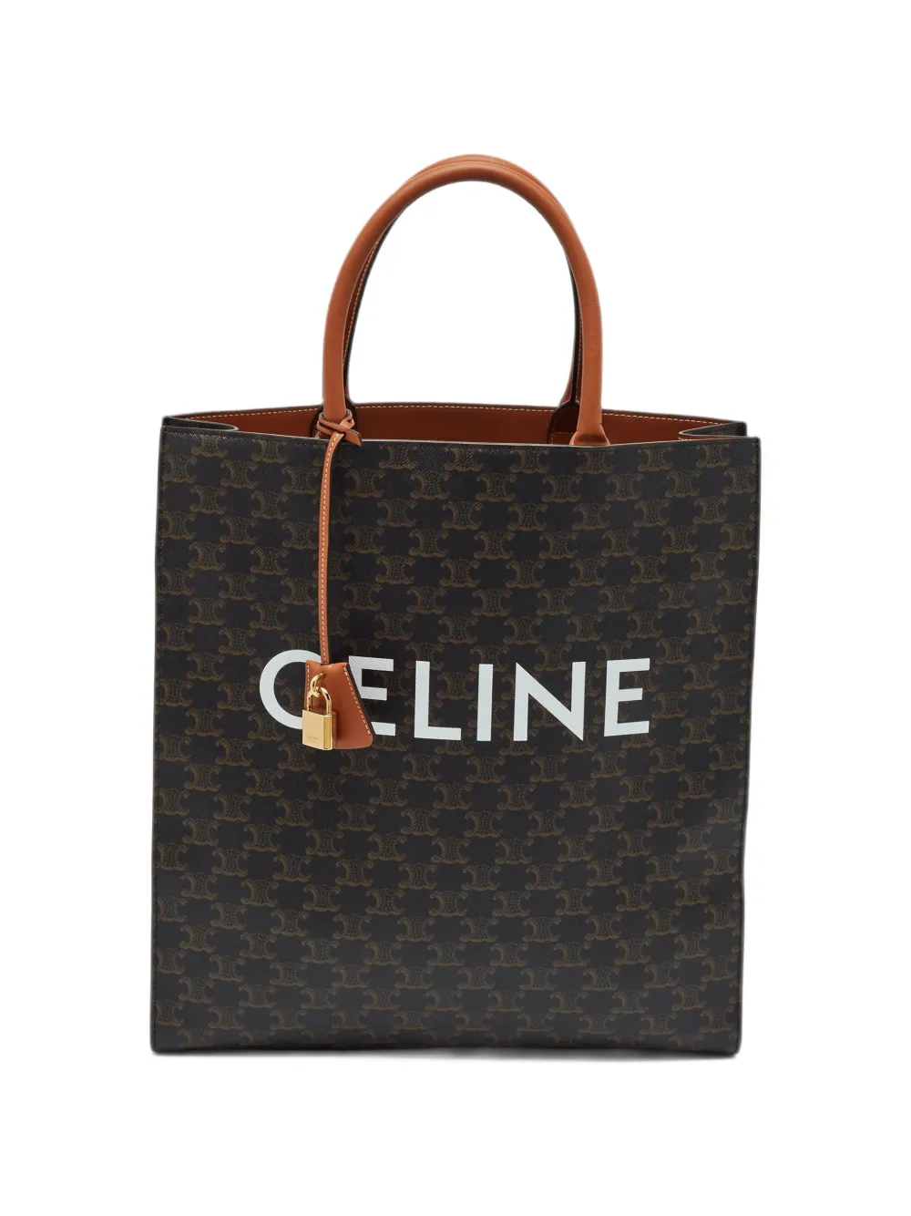 Pre-owned Celine 2019 Large Cabas Vertical Triomphe Tote Bag In Brown
