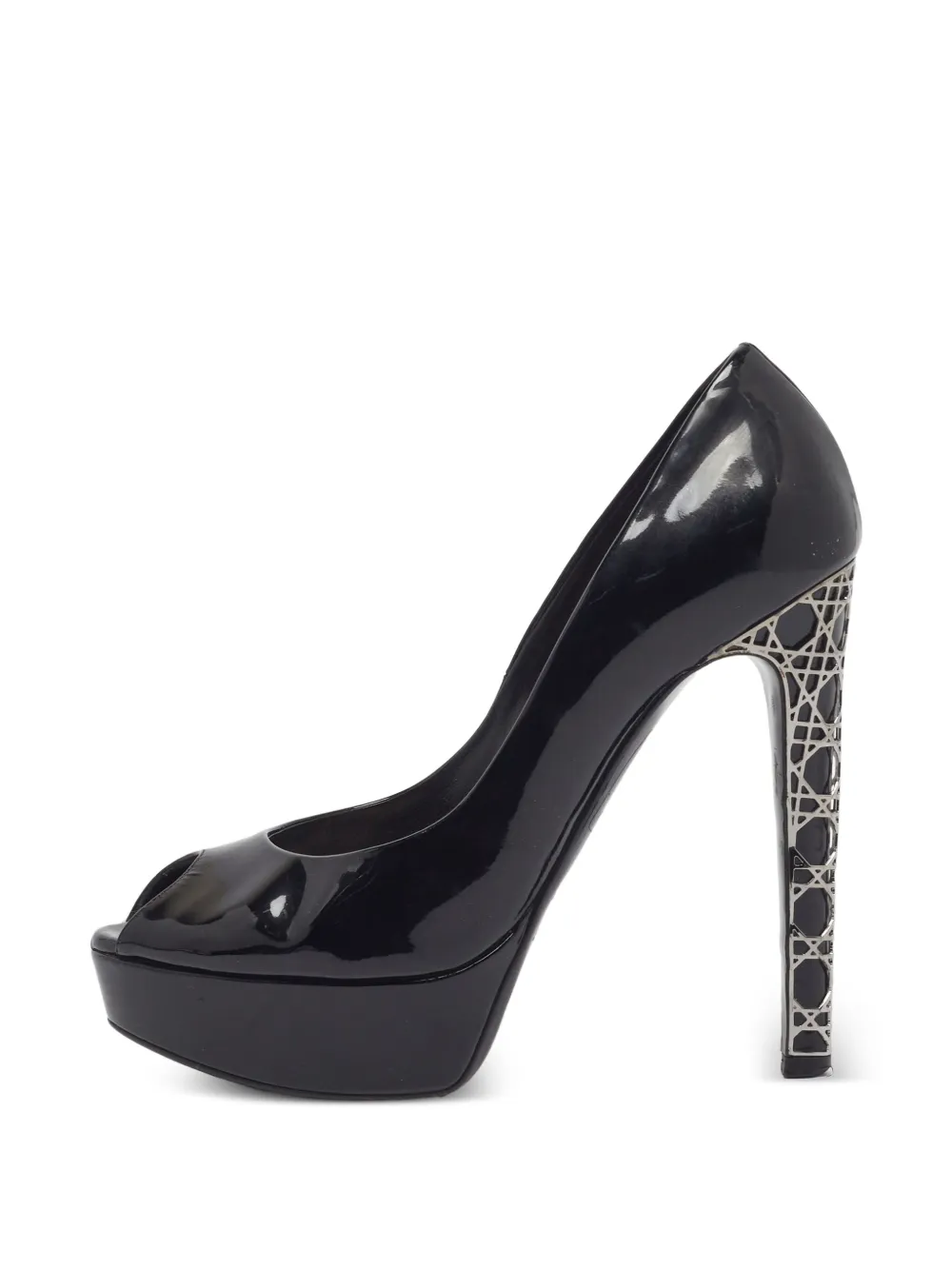 Christian Dior Pre-Owned escarpins Cannage à bout ouvert - Noir Christian Dior Pre-Owned escarpins Cannage à bout ouvert - Noir