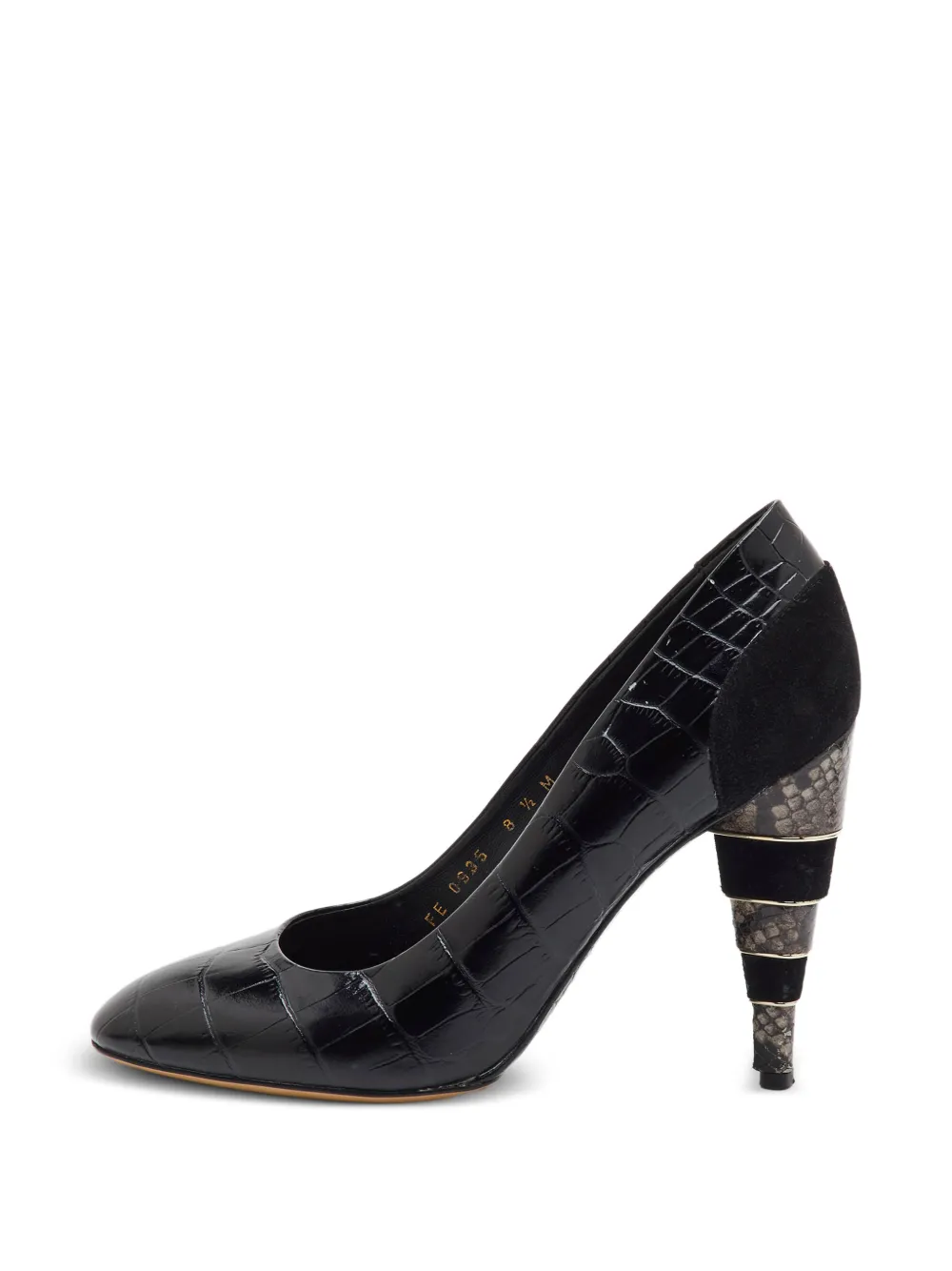 Ferragamo Pre-Owned croc-embossed pumps - Nero