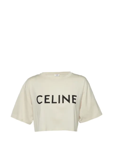 Celine Pre-Owned logo-print cropped T-shirt