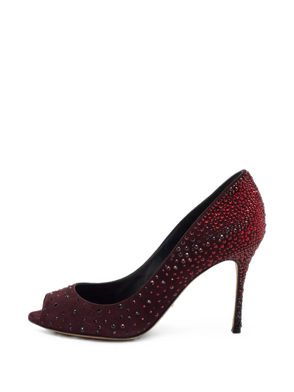 Sergio Rossi Peep-Toe-Pumps mit Kristallen - Rot